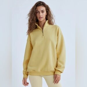 Oversized TNA Cozy Fleece Mega Quarter Zip Yellow Limited Edition Colour Sweater